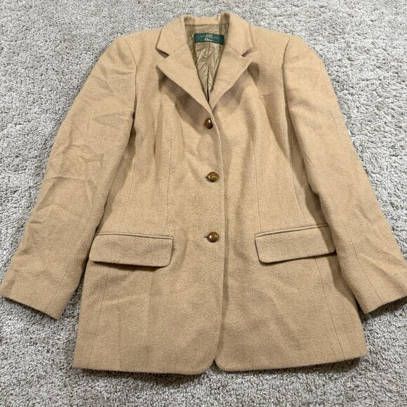 Vintage Orvis Tan Wool Camel Hair Button Up Lined Blazer Beige Preppy Workwear 6 - Picture 1 of 7